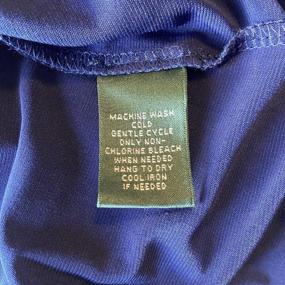 Lauren Ralph Lauren Sz 12 Dress Blue Cowl Neck Cocktail Elegant Office Stretch - Picture 7 of 10
